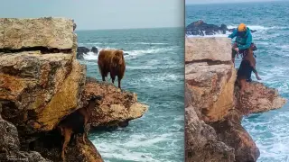 Доброволци спасиха Пенка и Генчо, заклещени в скалите край Тюленово