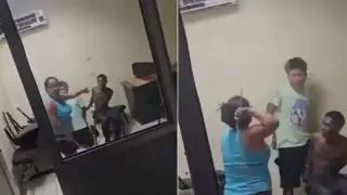 Камера запечата как майка преби сина си в полицейското управление 18+