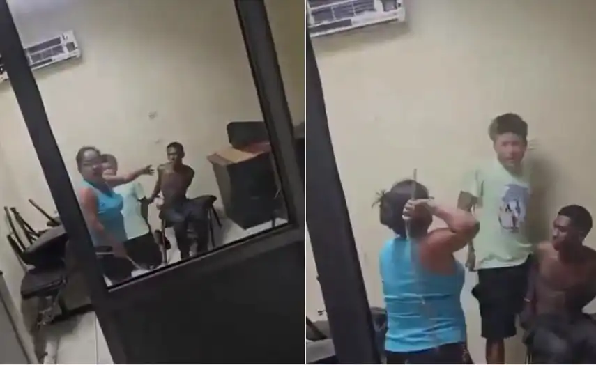 Камера запечата как майка преби сина си в полицейското управление 18+