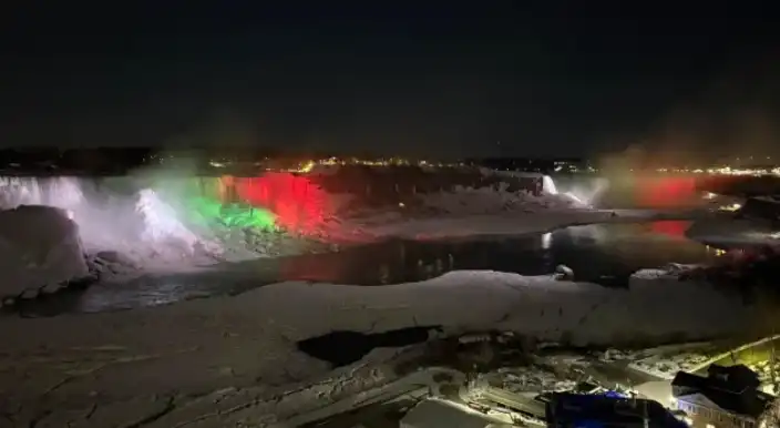 Ниагарският водопад отново в бяло, зелено и червено за 3 март