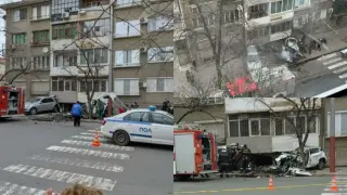 22-годишна шофьорка удари пешеходец, дърво и сграда в Стара Загора Снимки
