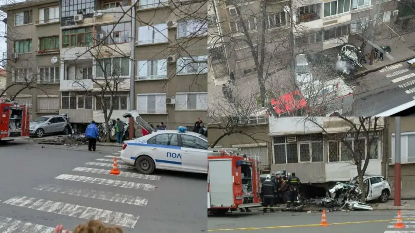 22-годишна шофьорка удари пешеходец, дърво и сграда в Стара Загора Снимки