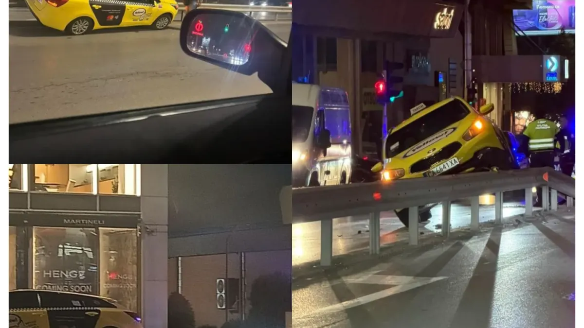 Такси се качи върху мантинела на „Симеоновско шосе“ в София