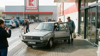 Неориентиран водач „влезе“ с колата си в "Кауфланд" Снимка