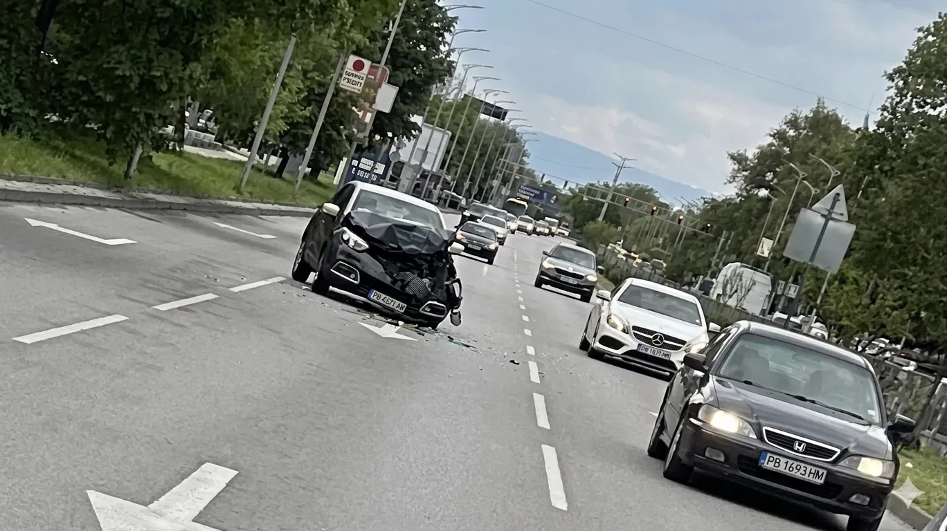 Тежка катастрофа в Пловдив, разбитата кола стои с часове на платното