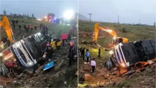 Автобус се обърна в дере в Турция, има жертви и ранени Снимки