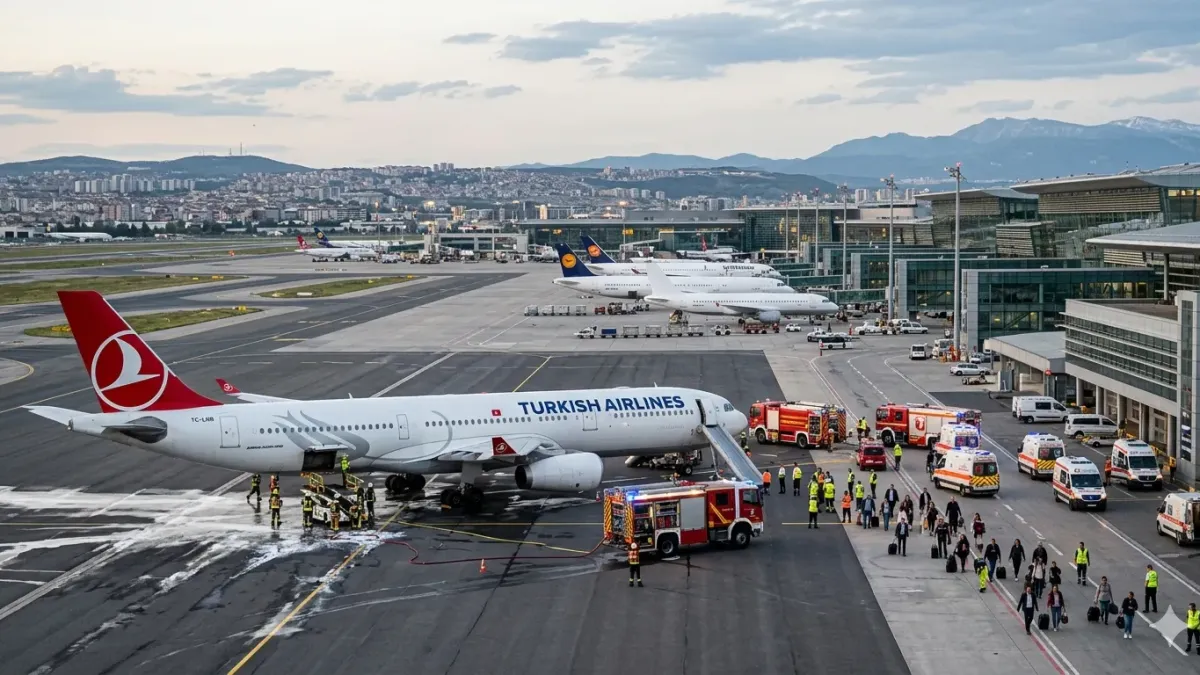 Самолет на Turkish Airlines се запали при кацане