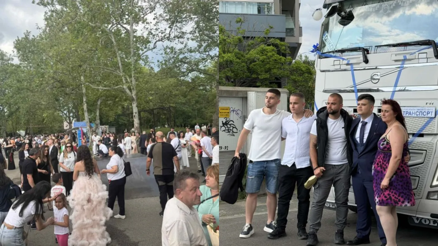 Абитуриент пристигна на бала с тир Снимки