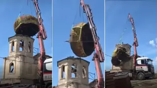 Автокран изпусна купола на храм от XIX век в Голема Раковица