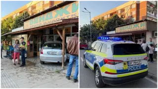 Жена се заби с колата си в пълен с хора магазин във Враца Снимки