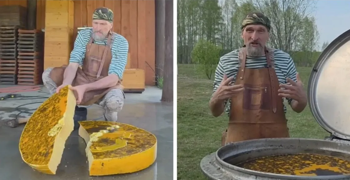 Пчелар показа как изглежда топенето на восък