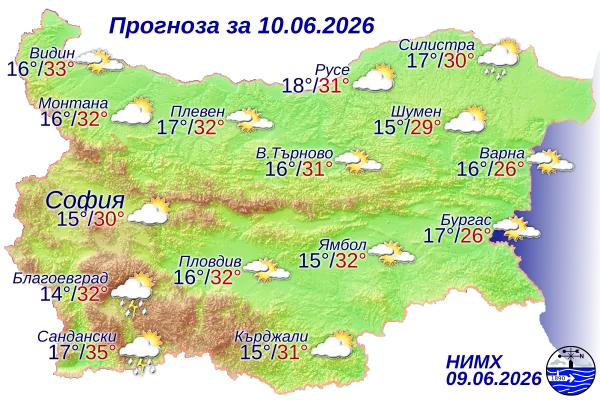 НИМХ излезе с прогноза за сряда: Живакът скача до 35 градуса, но бдете в планините