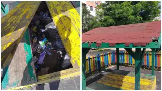 Не деца, а зверове: Гамени трошат и цапат детска площадка във Враца