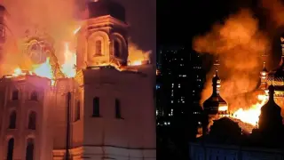 Русия удари Украйна с ракети и дронове, пожар избухна в известната Киево-Печорска лавра