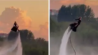 Флайбордингът по залез слънце изглежда особено зрелищно