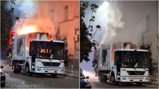 Камион за боклук горя в центъра на София