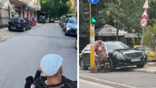 Кадри от Пазарджик показват блокирани тротоари и затруднено движение за инвалиди и пешеходци