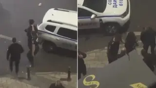 Кадри в мрежата: Охранител пребива чуждестранен гражданин в Пловдив