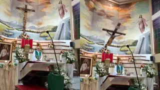 Трагедия по време на молитва: Свещеник загина, затиснат от огромно разпятие Кадри