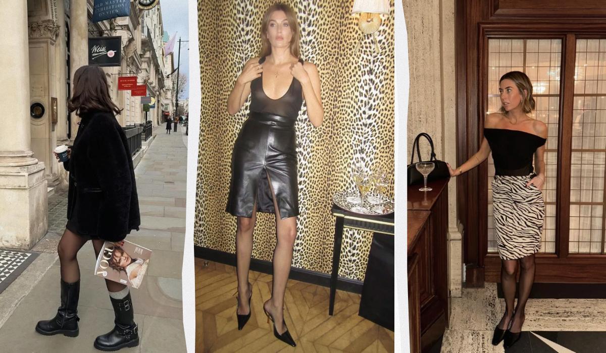 7 идеи как да носите пола и чорапогащник през зимата със стил Снимки