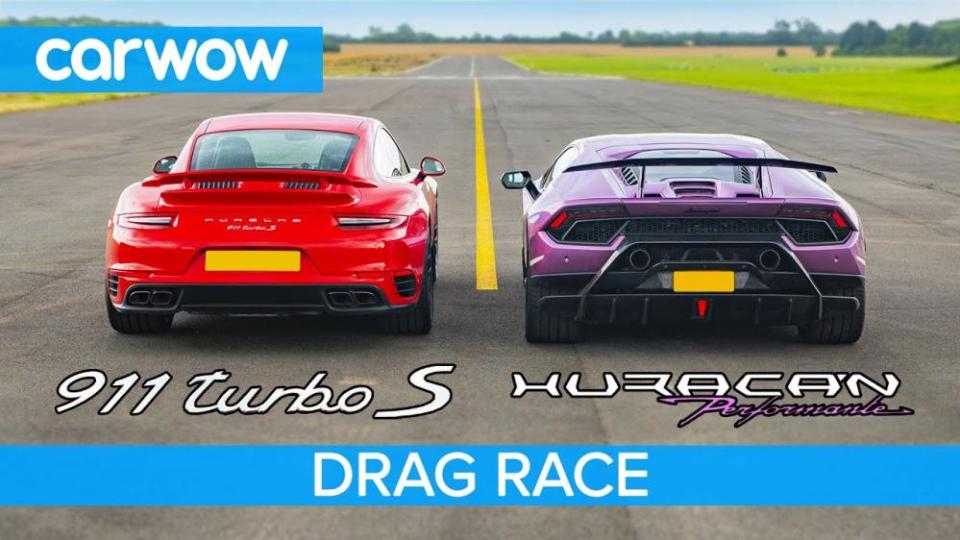 Зрелищна битка между Porsche 911 Turbo S и Lamborghini Huracan Performante ВИДЕО