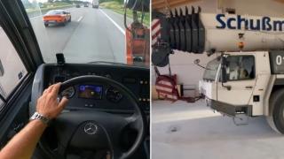 Вижте как 60-тонен автокран бе ускорен до максимална скорост на магистрала ВИДЕО