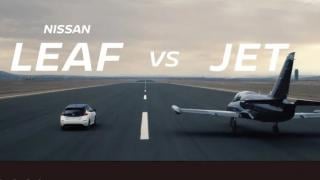 Електромобилът Nissan Leaf си спретна състезание с реактивен самолет ВИДЕО