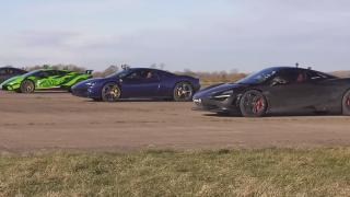 Драг битка между суперколите McLaren, Ferrari, Lamborghini и Porsche, коя ще победи ВИДЕО