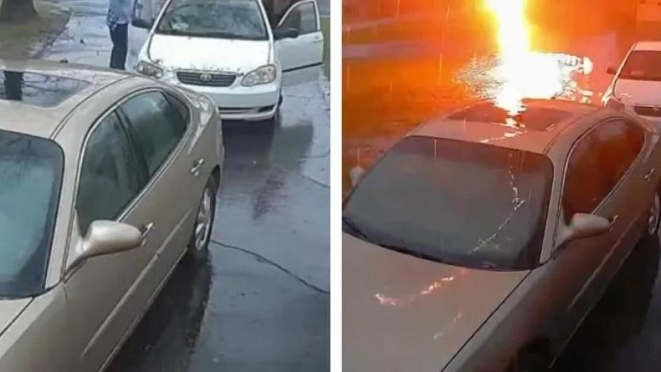 Подборка от зрелищни ВИДЕА: Вижте как мълния падна до кола с хора в нея