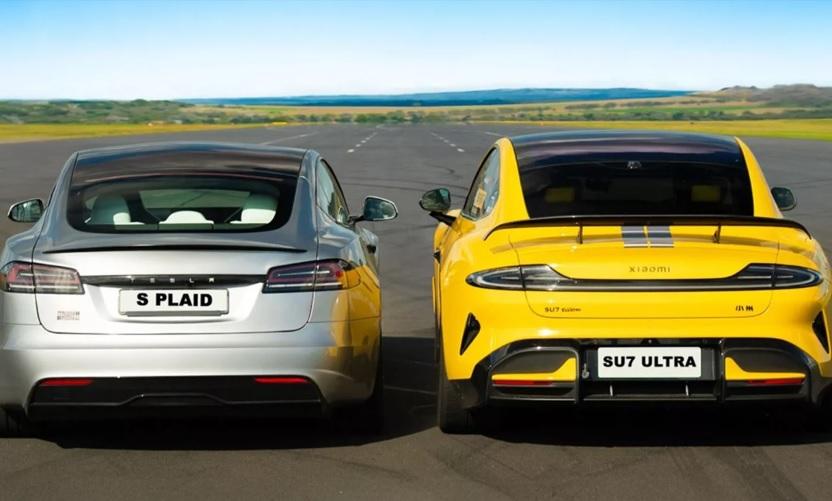 Подборка от зрелищни Видеа: Сравниха Xiaomi SU7 Ultra и Tesla Model S Plaid в драг битка