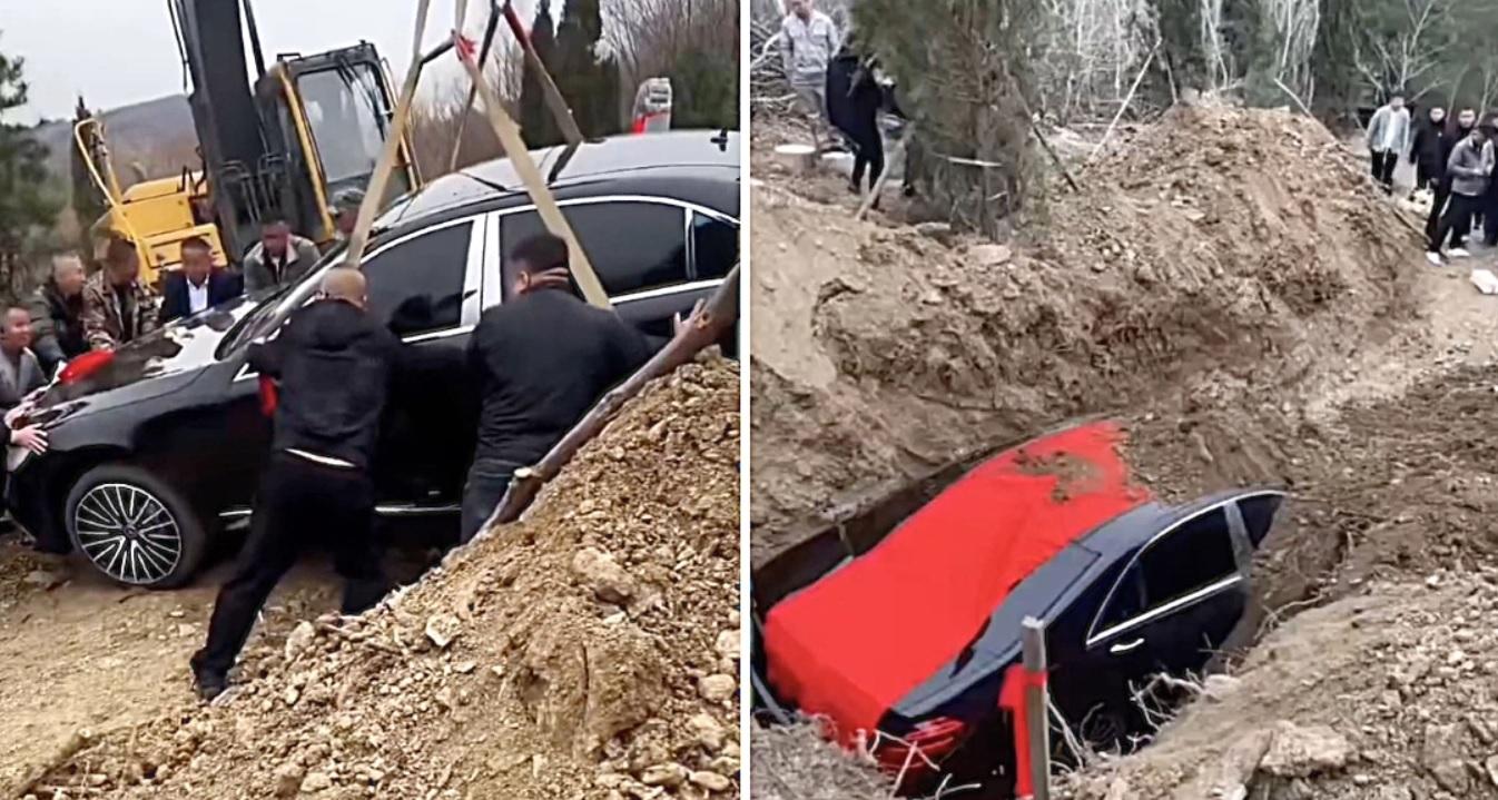 Бизнесмен беше погребан заедно с неговия Mercedes