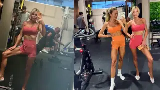 Светлата и Златка на фитнес по халати Снимки