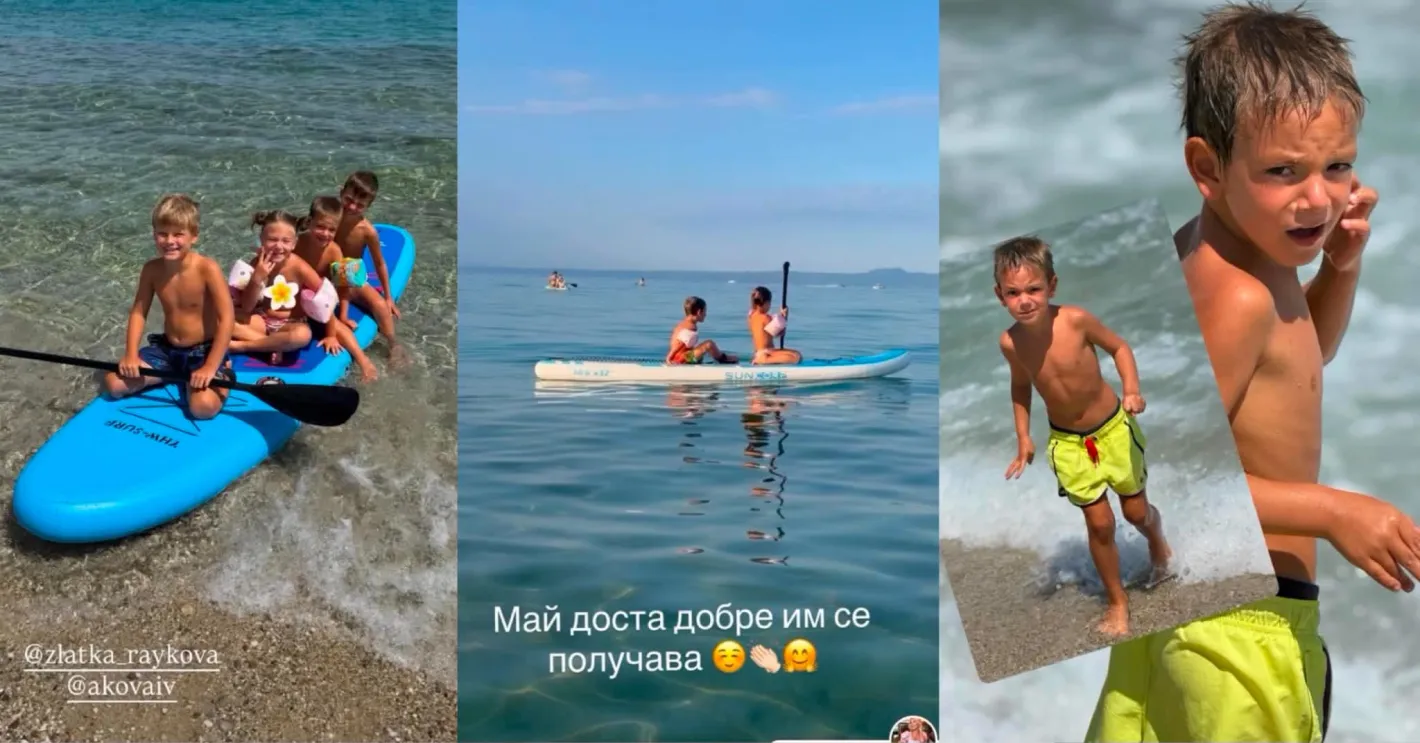 Децата бият мама: Светлана Василева претърпя фиаско с падълборда в Гърция Снимки